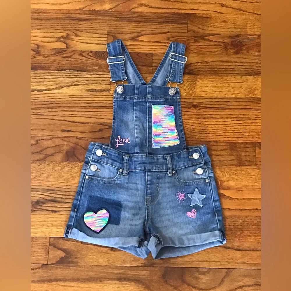 Jordache Kids Denim Blue Jean Overall Shorts w/ Sequins Hearts Stars Love
4 / 5 - Picture 2 of 14